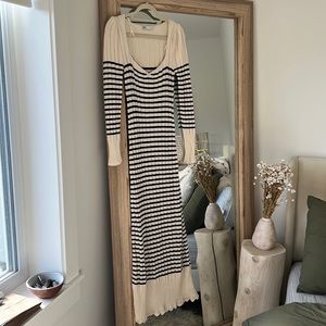 Zara cream/navy knit dress